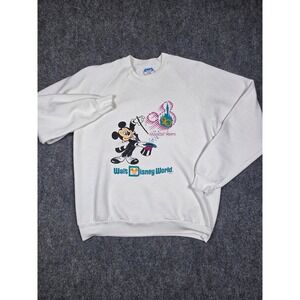 Vintage Disney Sweatshirt Mens XL White 20th Anniversary Walt Disney World 90s